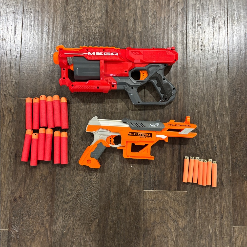 Nerf Mega and AccuStrike Blaster Set - Red, Orange, Gray